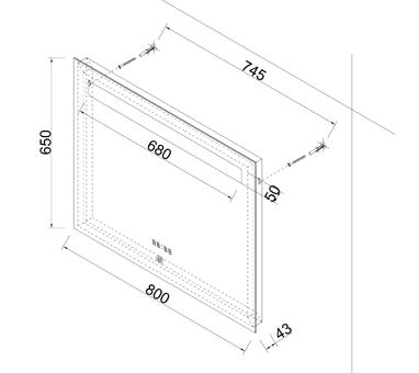 Zrcadlo MILENA 80 s LED osvětlením a hodinami