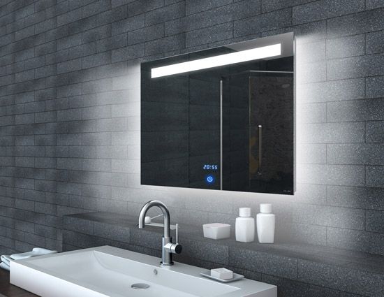 Zrcadlo MILENA 80 s LED osvětlením a hodinami